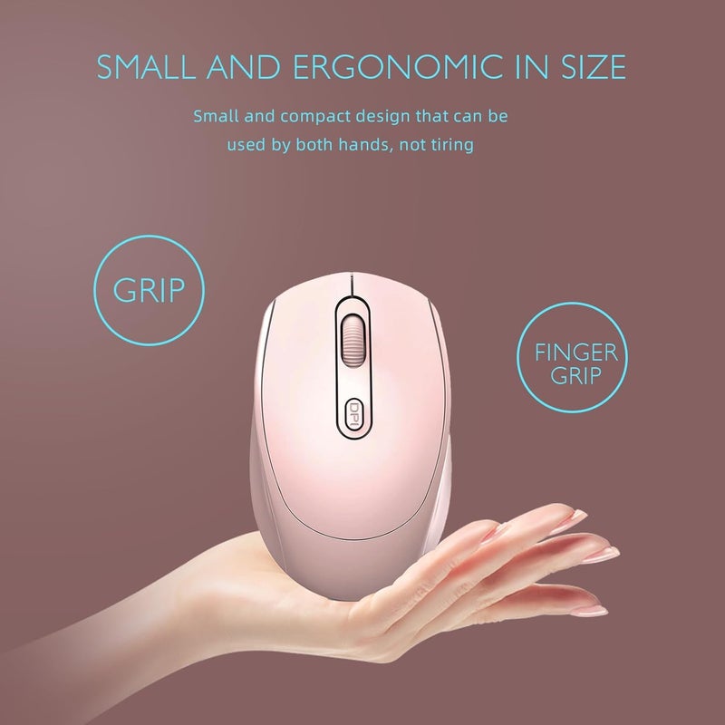 ONEUP Wireless Mouse, 2.4G, Silent, Computer, USB Nano Receiver for Laptop, Chromebook, PC, Mac, Windows and School Work (Pink) - Image 2